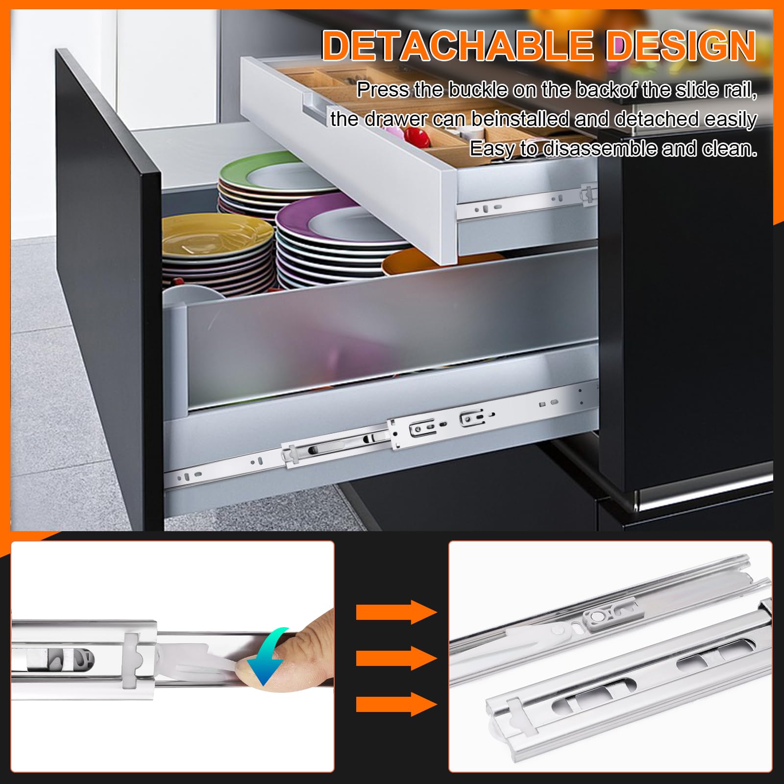 JI2OOYI 100-lb capacity drawer slides support heavy contents