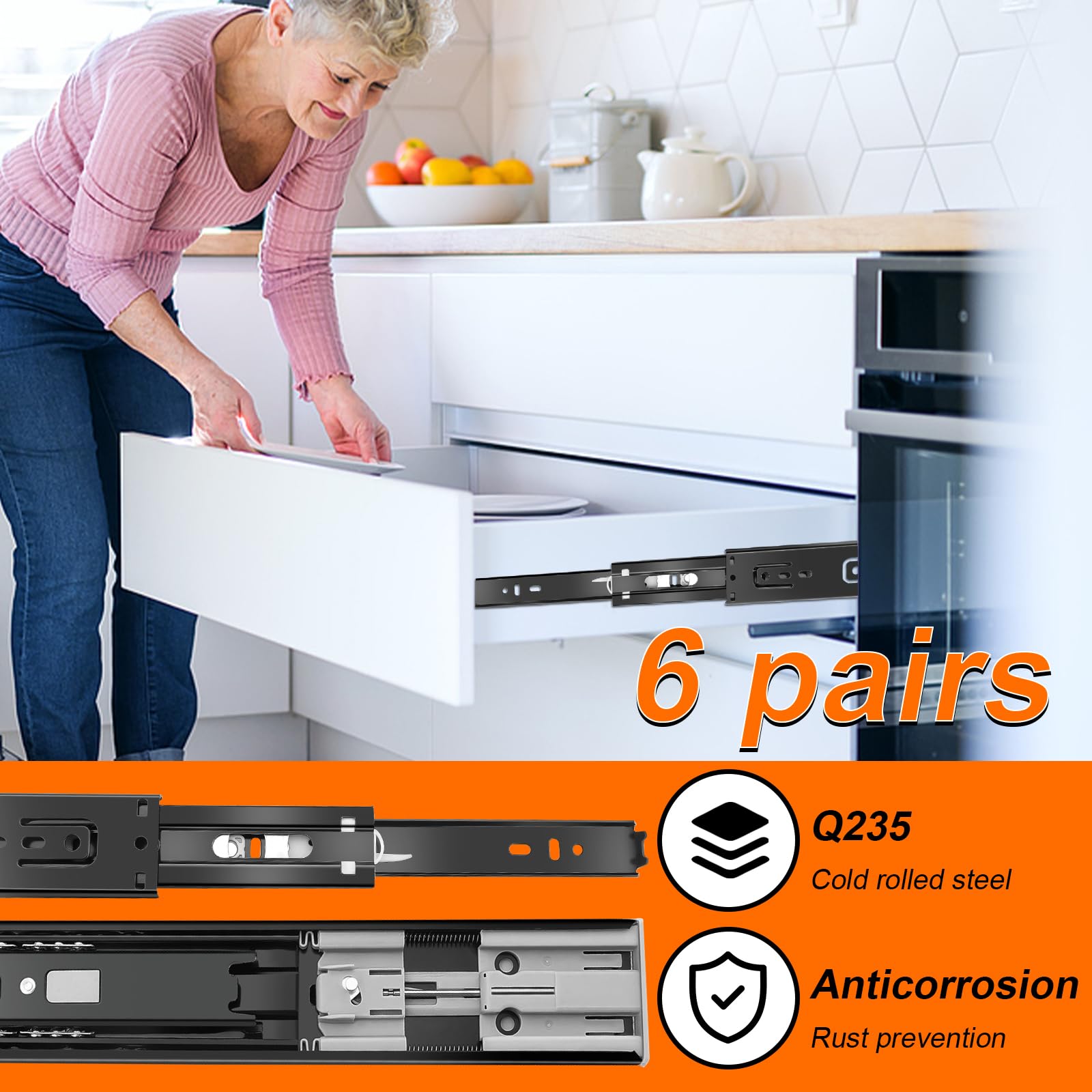 JI2OOYI detachable-track design with anti-drop keeps drawers aligned.