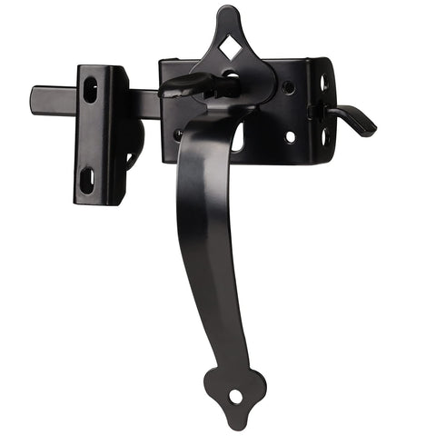 JIAHOO gate latch thumb-handle closeup shows sturdy 8-inch lever for easy operation.