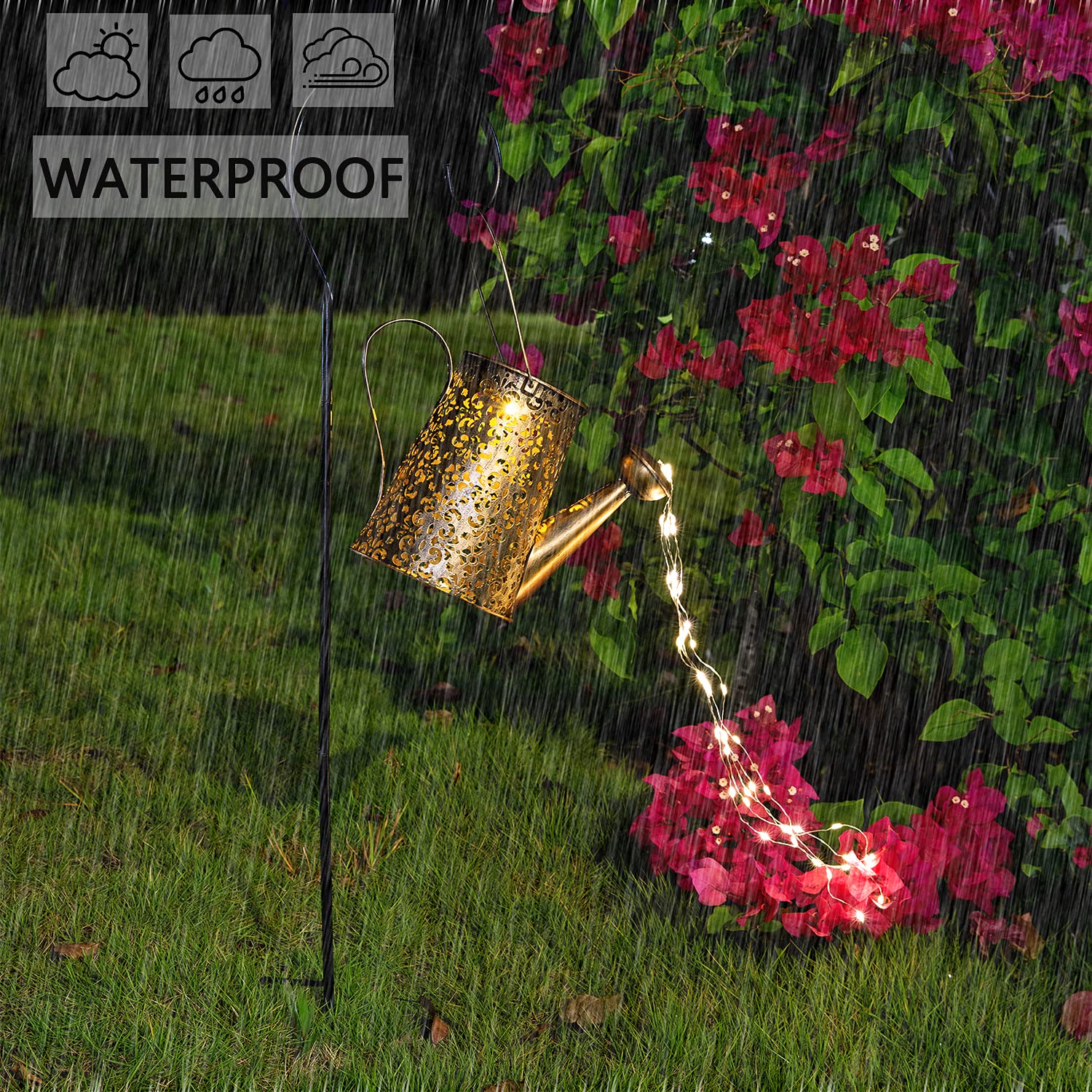 JIAJIAMEI decorative watering-can motif adds whimsical lighting to patios