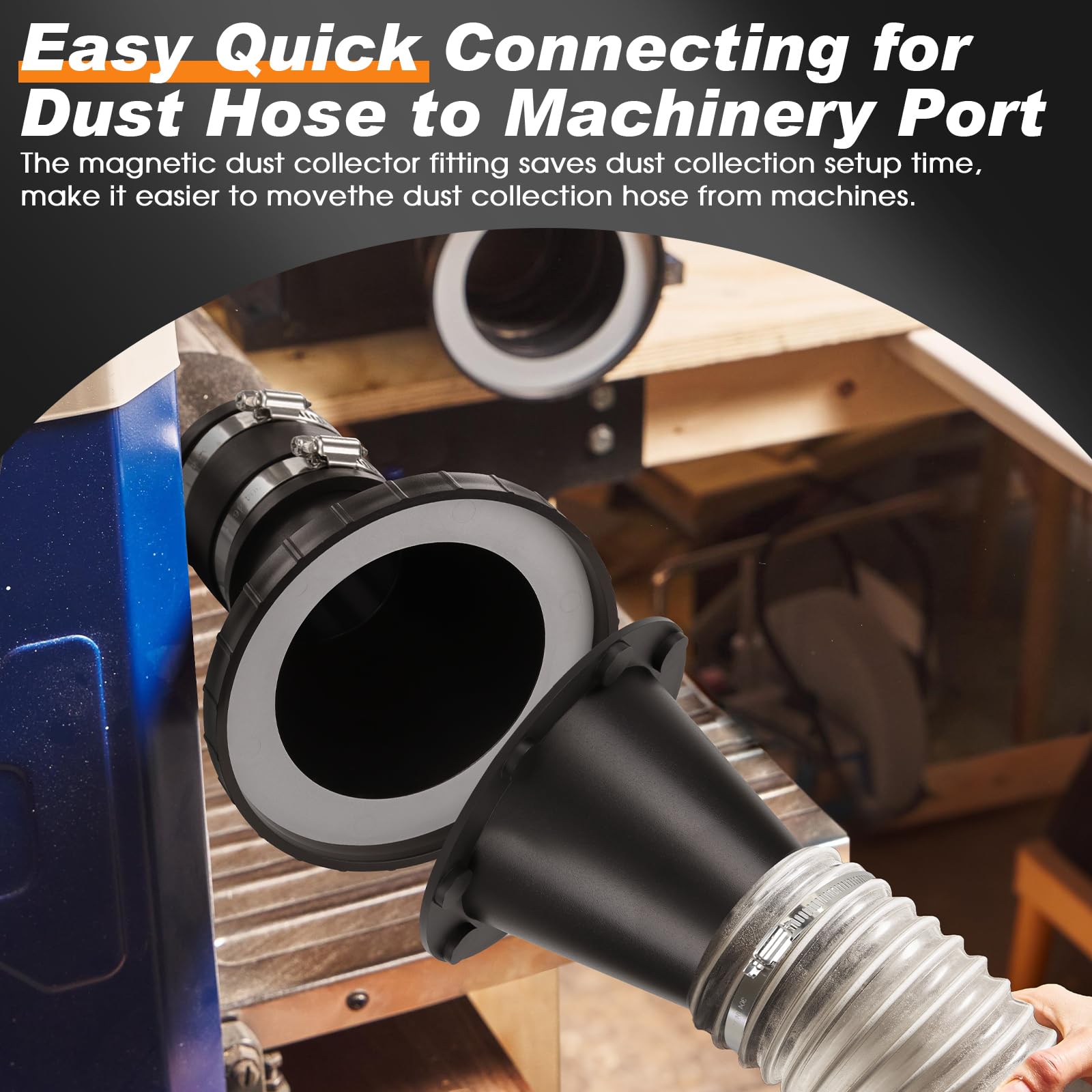 JIANBENKJ 2.5-inch dust hose couplers simplify moving hoses between machines