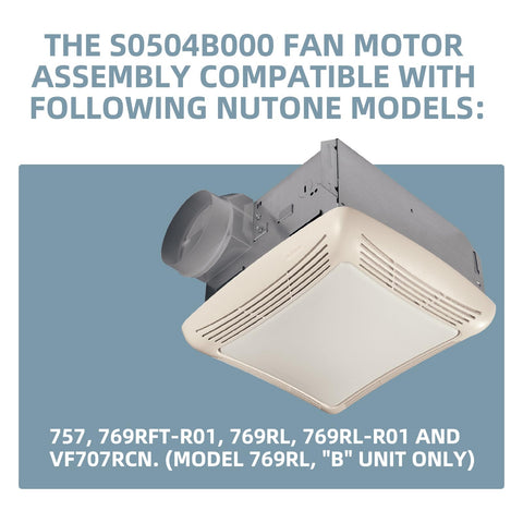 Quiet operation highlight: 3.0 sones for NuTone replacement motor.