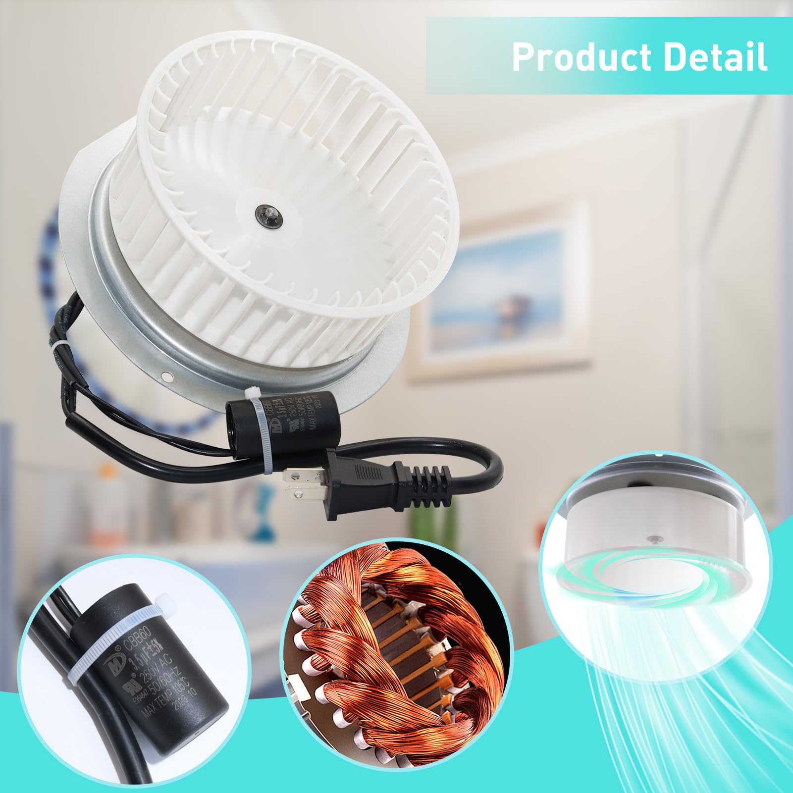 JIANBENKJ bathroom fan motor CW rotation ensures consistent airflow.