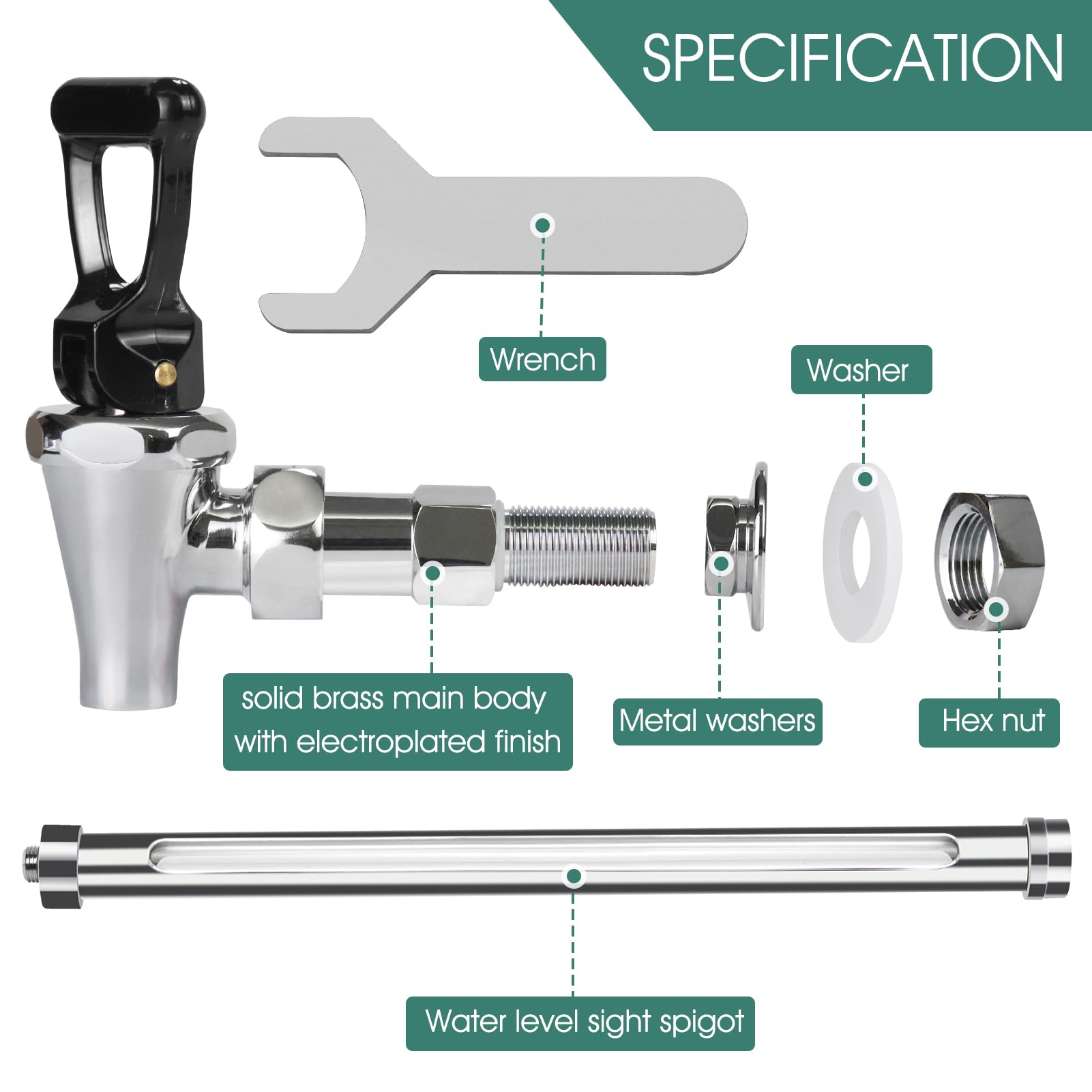 JIANBENKJ 10-inch glass sight reveals water level without guesswork in Berkey systems.