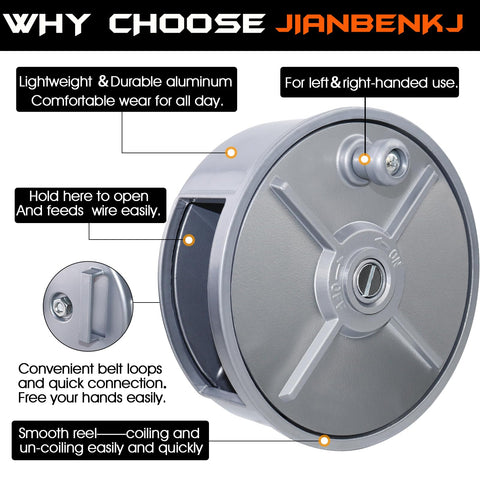 JIANBENKJ built-in belt loops keep reel accessible on site.