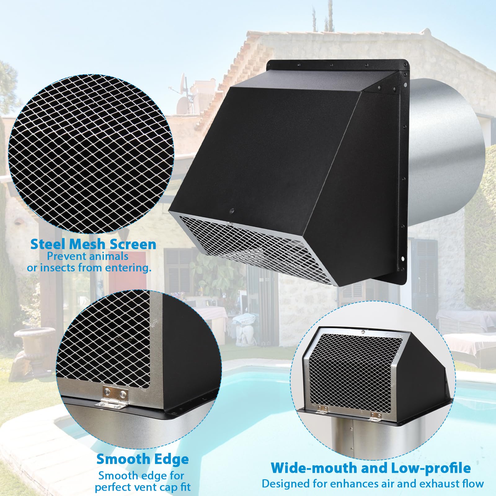 JIANBENKJ galvanized steel vent cover close-up shows durable corrosion resistance.