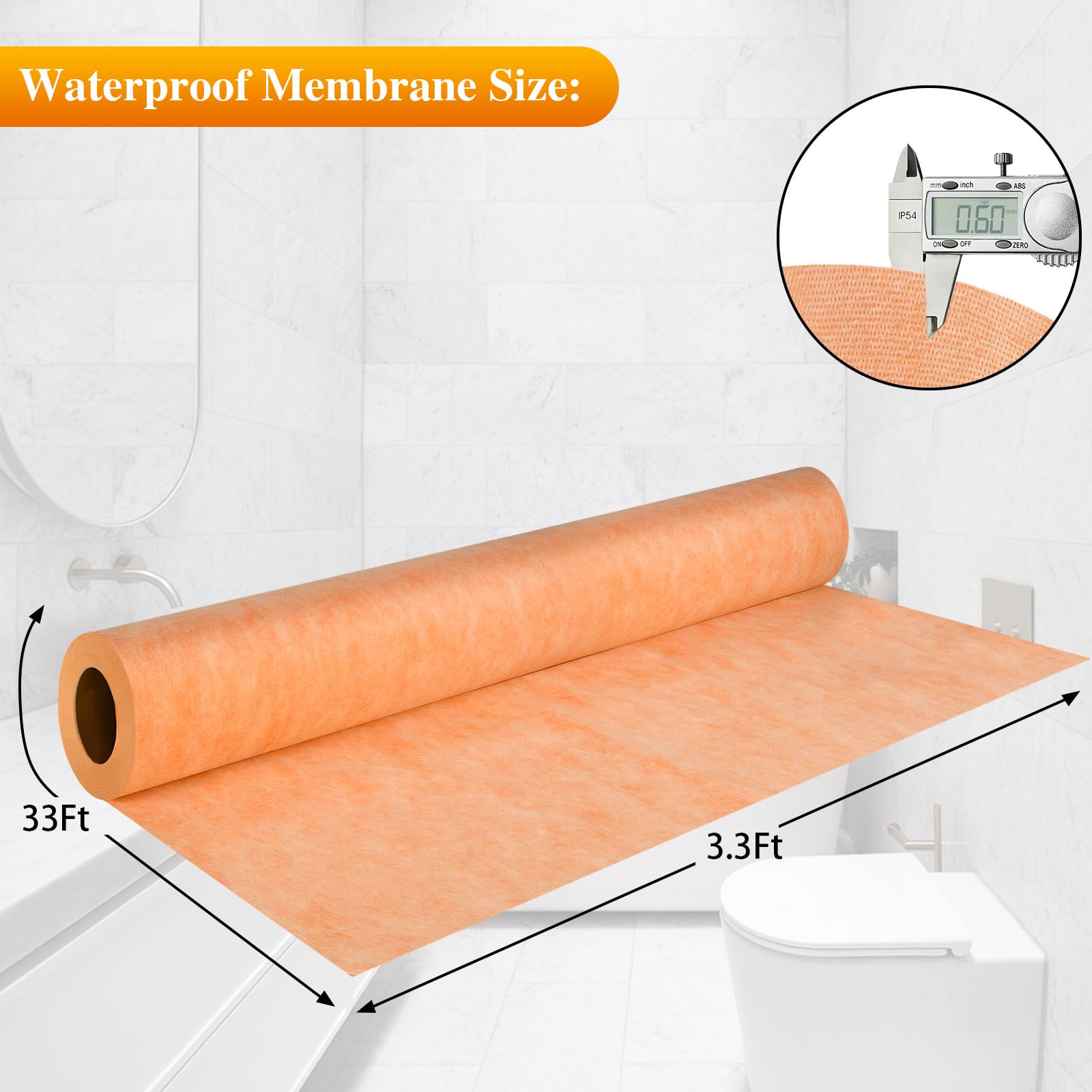 JIANBENKJ waterproof membrane band butt joints seal cleanly between floor and wall.