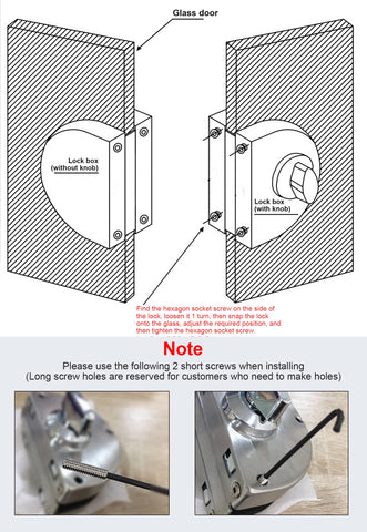 Jiangshen silver-tone lock ready for quick frameless installation.