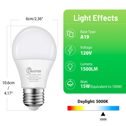 JIANGSILING A19 LED bulb 5000K daylight for crisp, natural color.