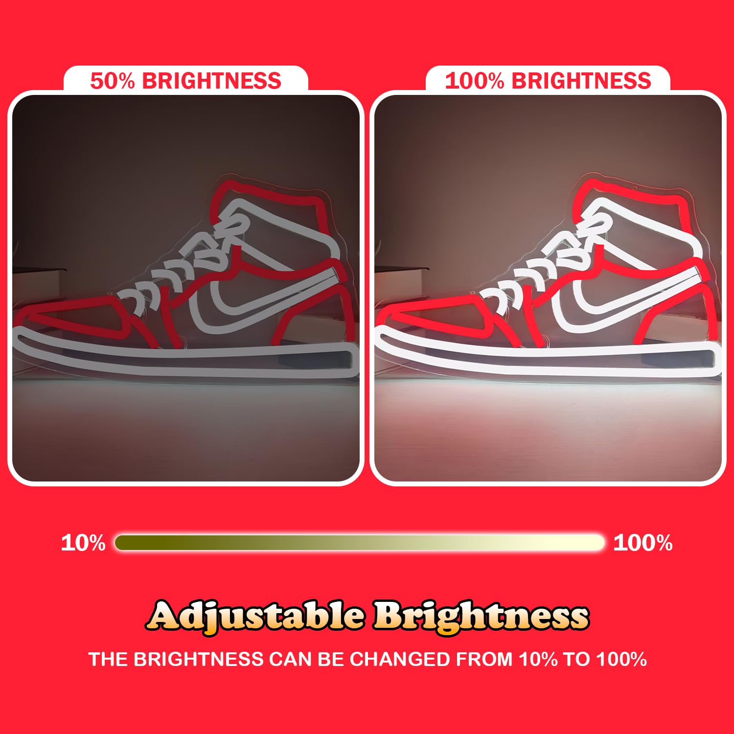 JianJung neon light for sport shoes makes a bold focal point in bedrooms.