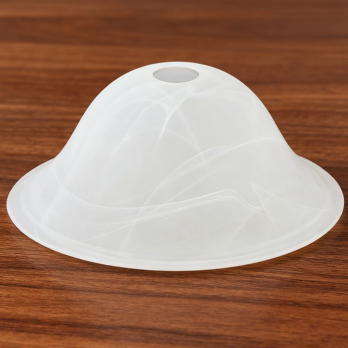 JIAOGEPENGYOU alabaster glass shade with amber swirl adds warm, premium look to 12-inch fixtures.