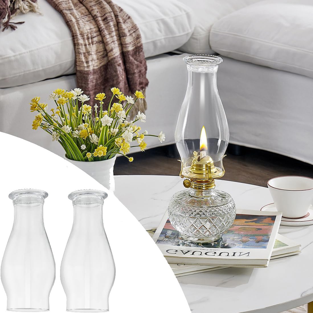JIAOGEPENGYOU clear glass chimney ensures bright illumination.