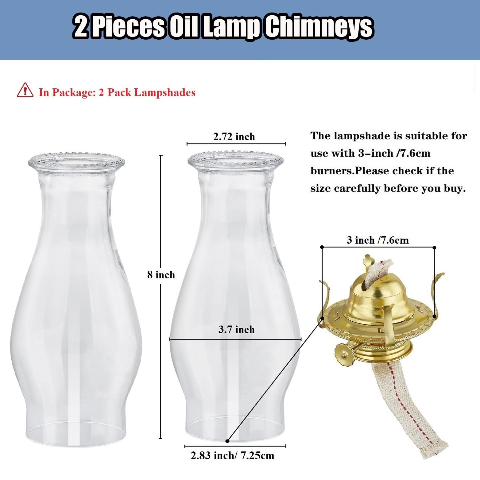 JIAOGEPENGYOU oil lamp chimney with 3 inch base fits many traditional lamp shades.