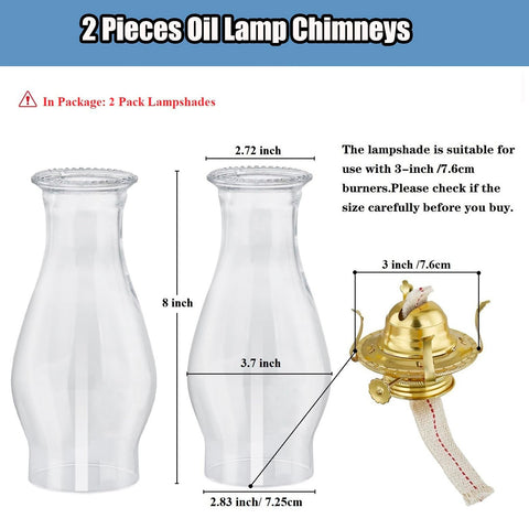 JIAOGEPENGYOU oil lamp chimney with 3 inch base fits many traditional lamp shades.