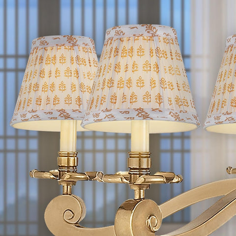 JIAOGEPENGYOU pleated brown floral lampshade enhances chandelier style