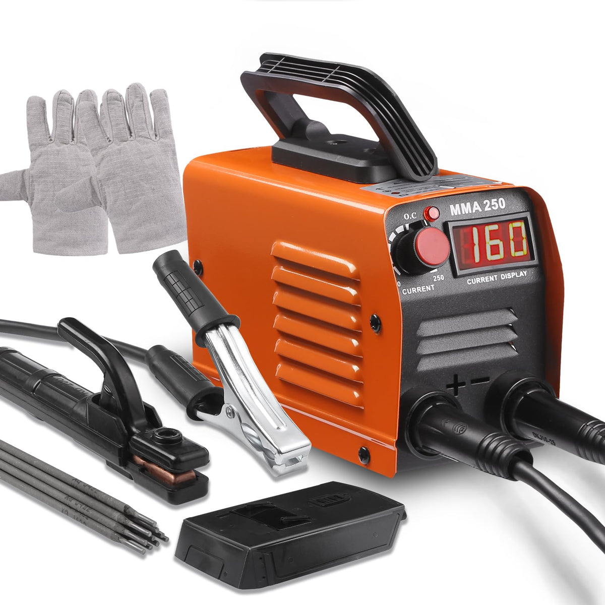 JIAONE mini portable MMA 250A welder front view for compact projects