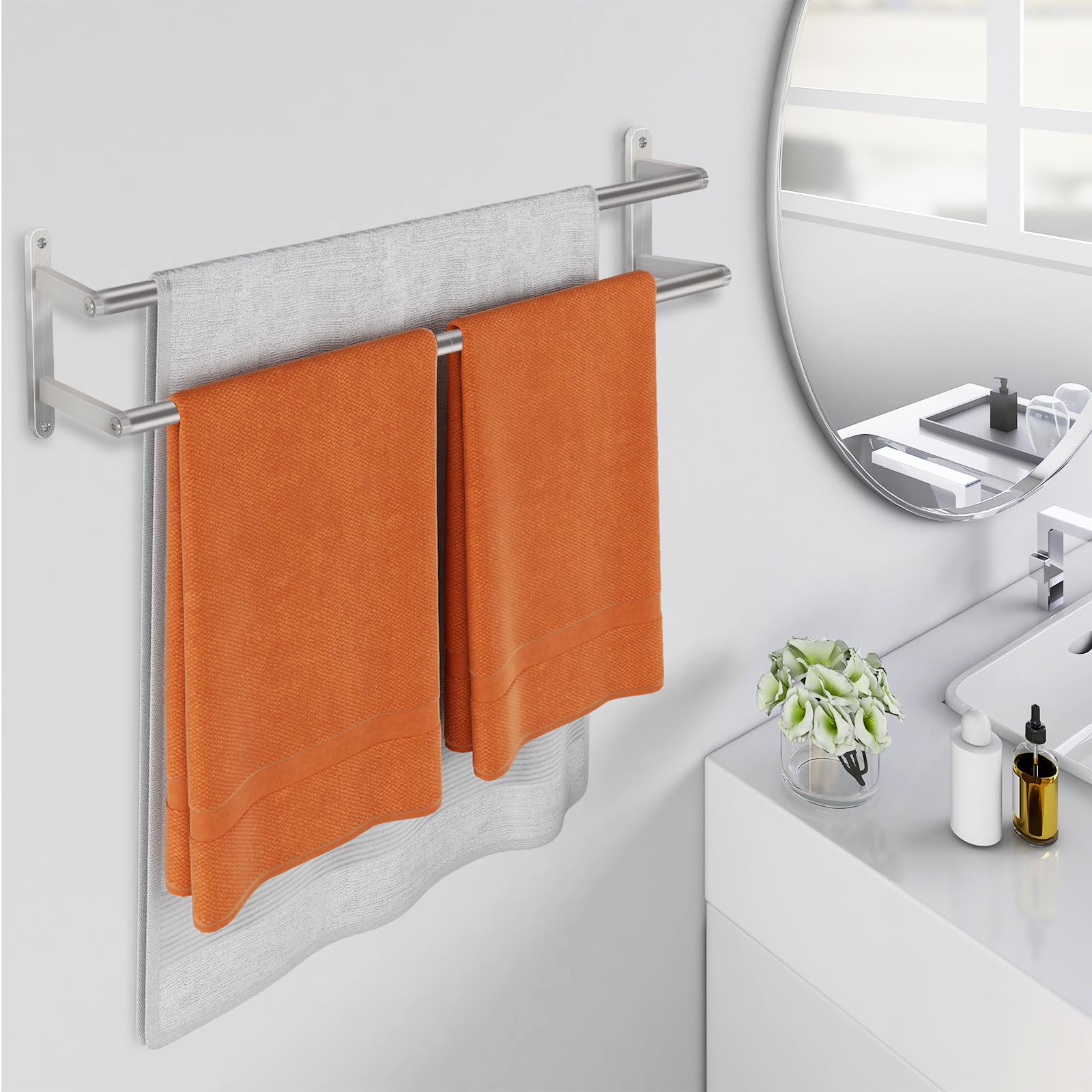 JIAPAIDUO 24-inch towel bars distance enables easy reach.