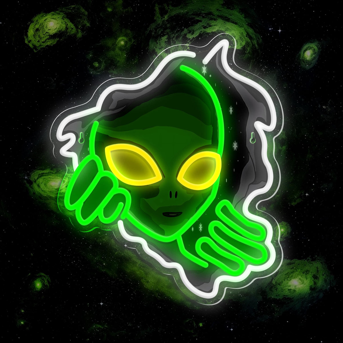 JIARODEY Alien Neon Sign green glow for wall decor and ambiance.