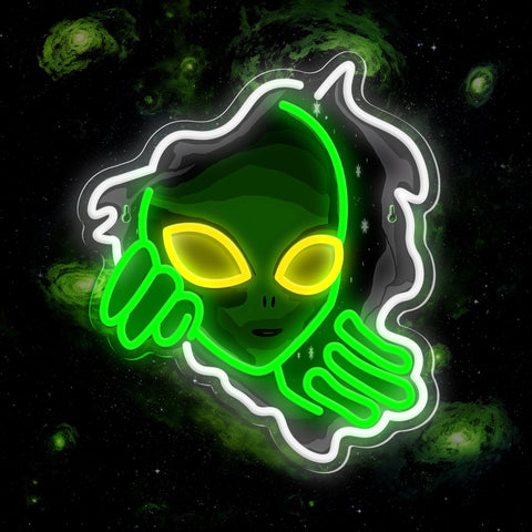 JIARODEY Alien Neon Sign green glow for wall decor and ambiance.