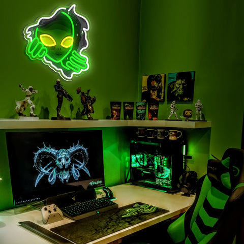 JIARODEY Alien Neon Sign LED technology with safe acrylic backboard.