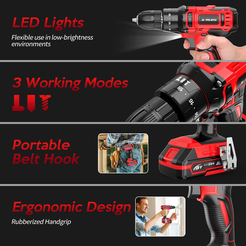JIARUISI 3/8-inch keyless chuck enables fast bit changes