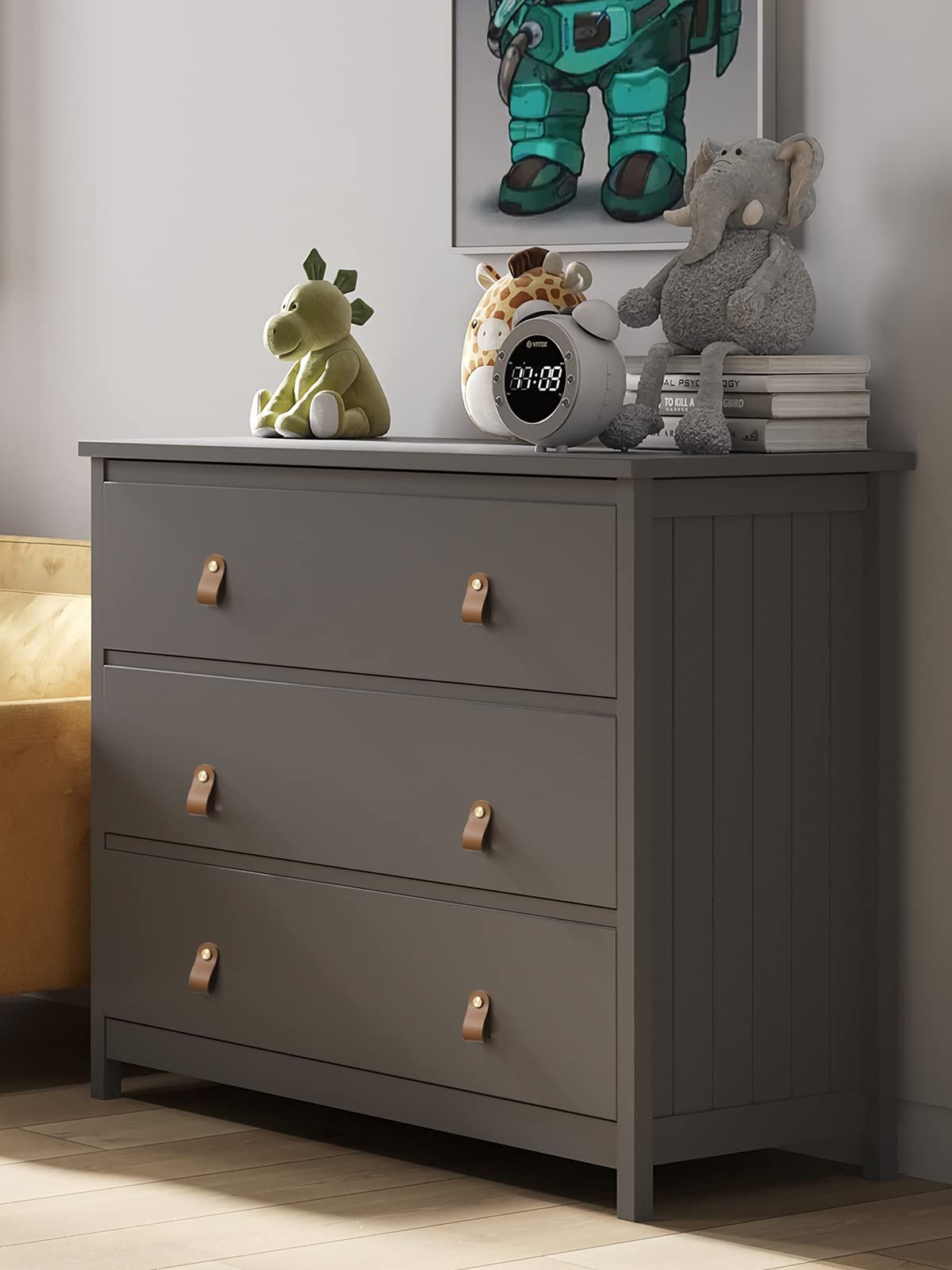 Bathroom vanity with JIASENBAO leather pulls adds tactile luxury.