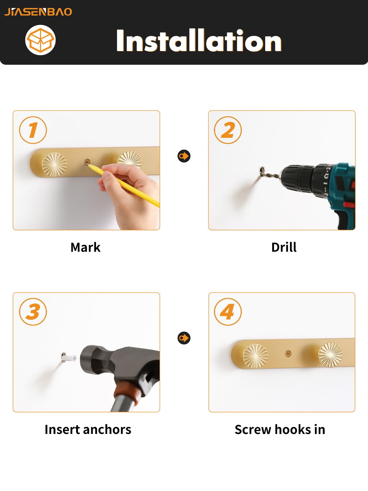 Installation hardware included for quick, secure mounting on most wall types