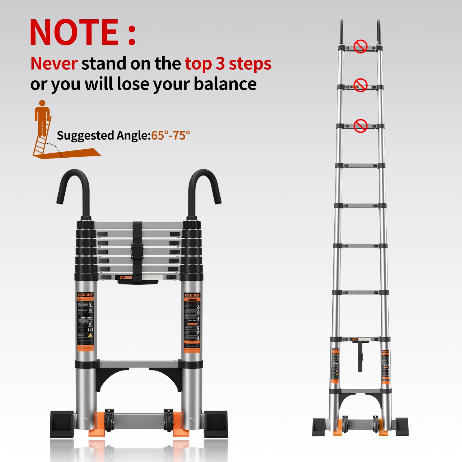 JIASHCHE aluminum ladder supports up to 330 lbs for versatile work.
