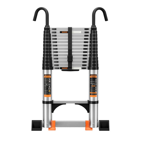 Jiashche telescoping ladder extended for high reach with sturdy aluminum build.