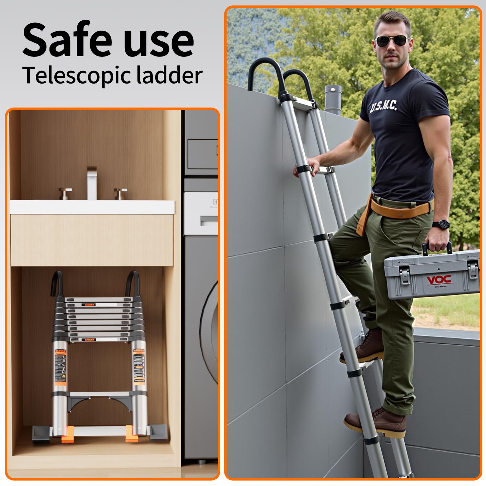 Jiashche ladder supports up to 330 lbs for a range of tasks.