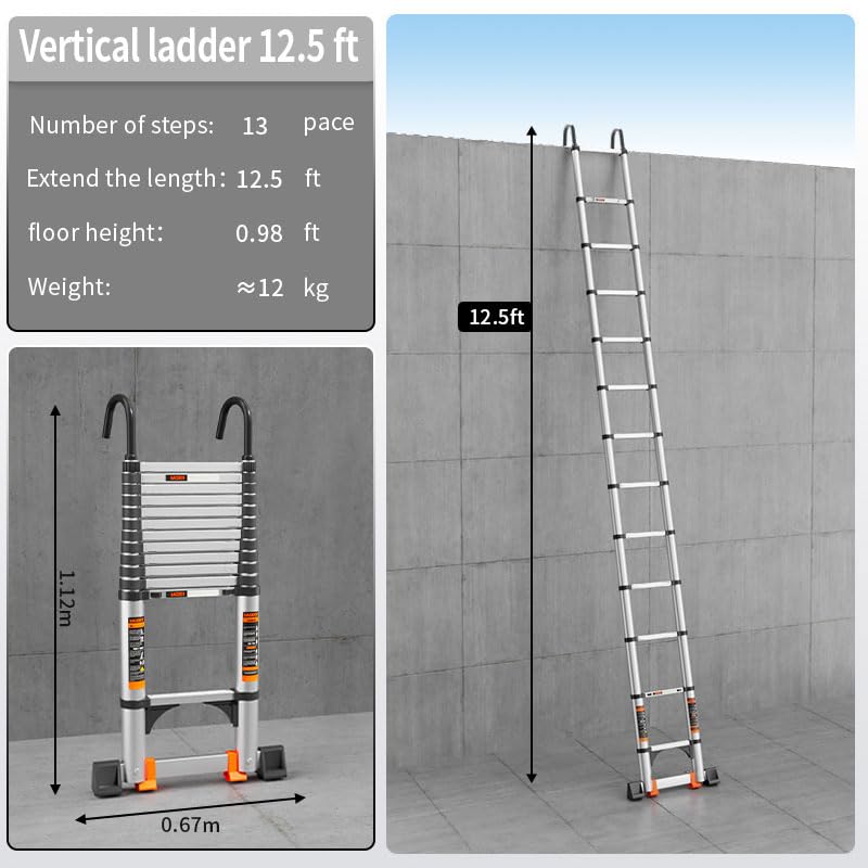 JIASHCHE telescoping ladder with stable hook system for secure setup