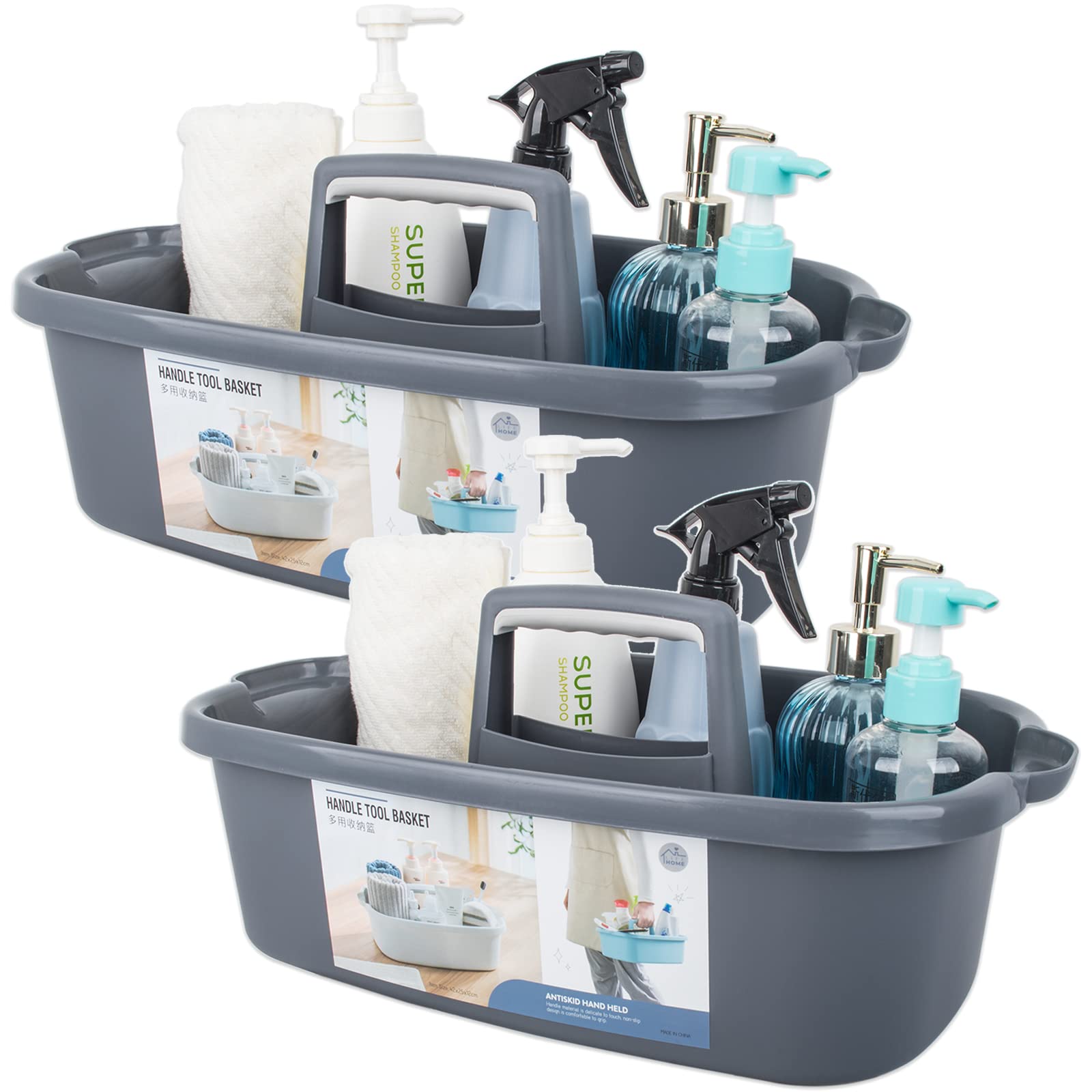 JiatuA large cleaning caddy 2-pack for organized spaces and easy transport.