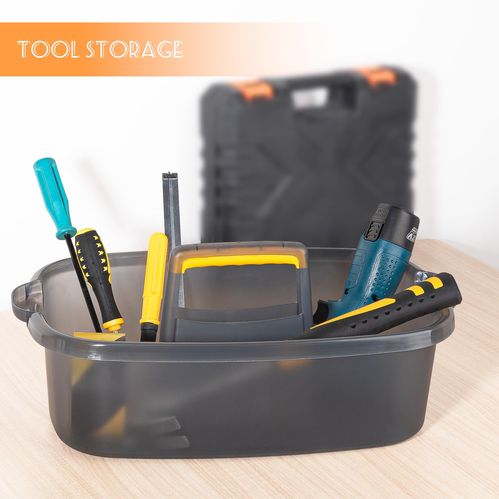 JiatuA portable plastic basket under sink for tidy, accessible storage.