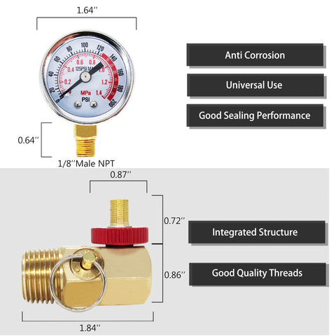 JIAXIMAN 1.6-inch gauge face for easy pressure reading