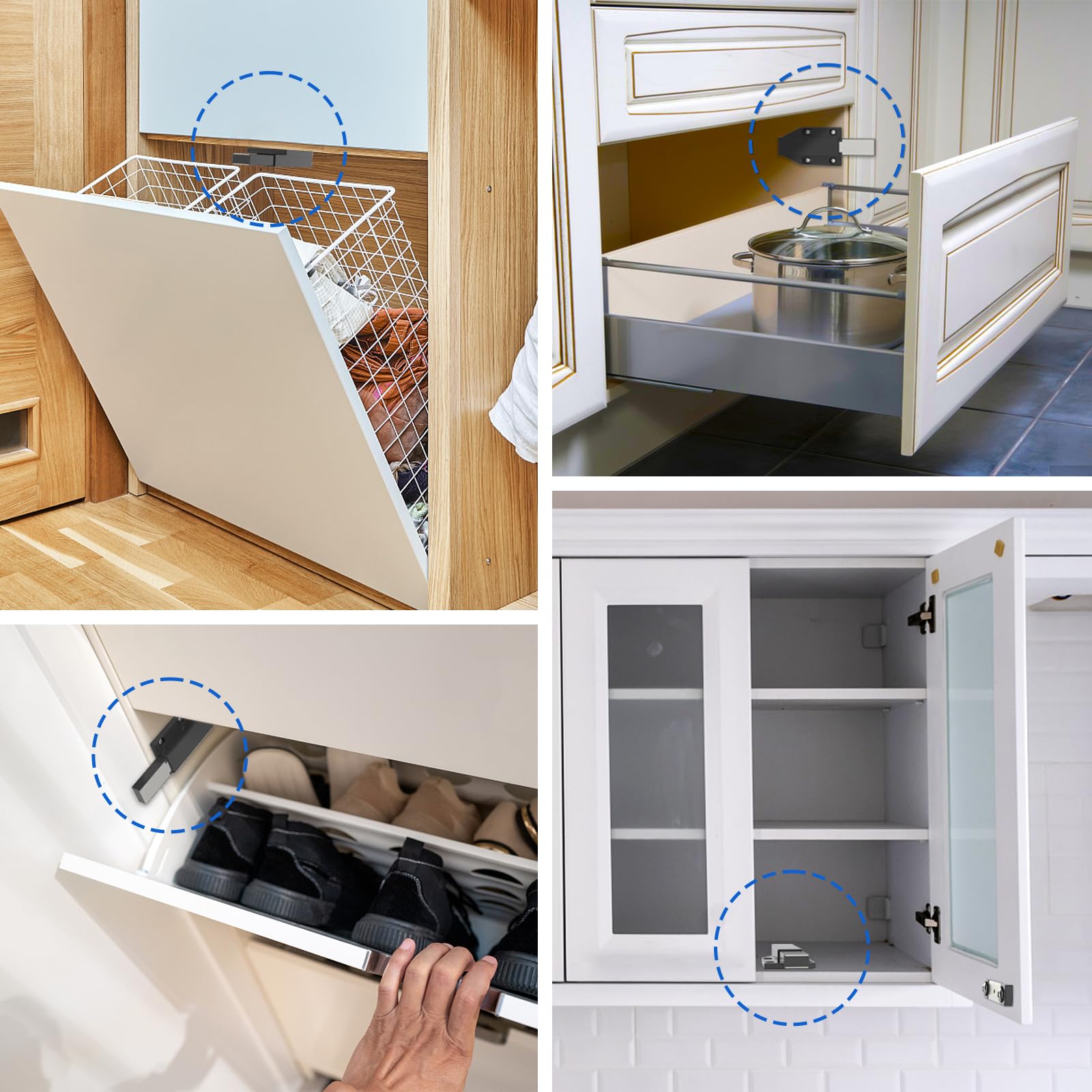 Jiayi black cabinet latch hardware blends with modern kitchens and wardrobes.