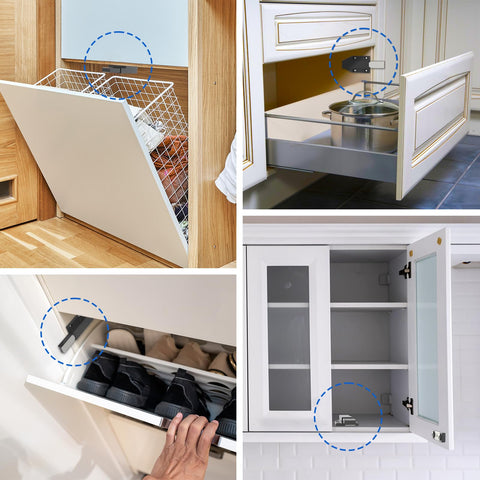 Jiayi black cabinet latch hardware blends with modern kitchens and wardrobes.