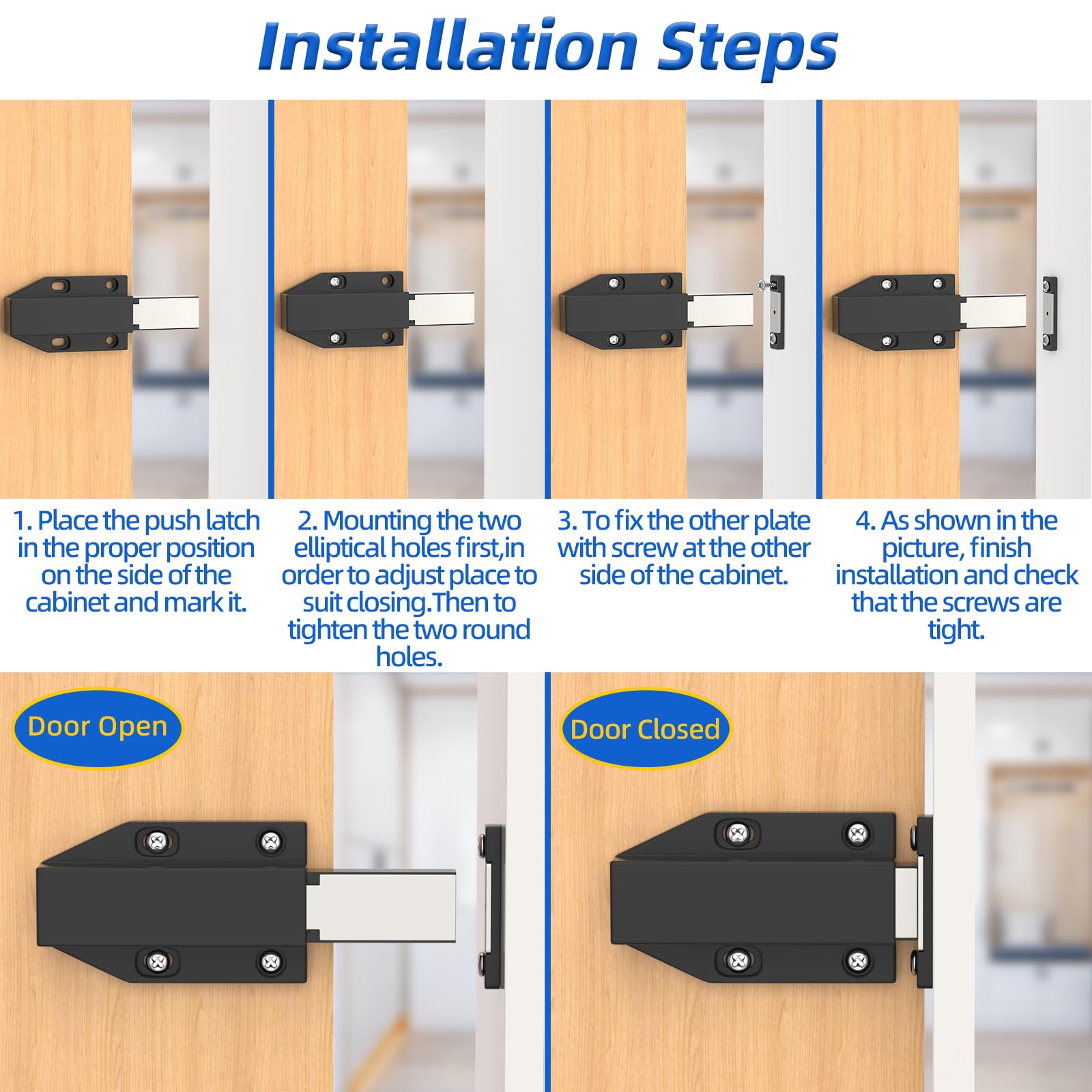 Jiayi heavy-duty spring mechanism latch provides durable, long-lasting cabinet security.