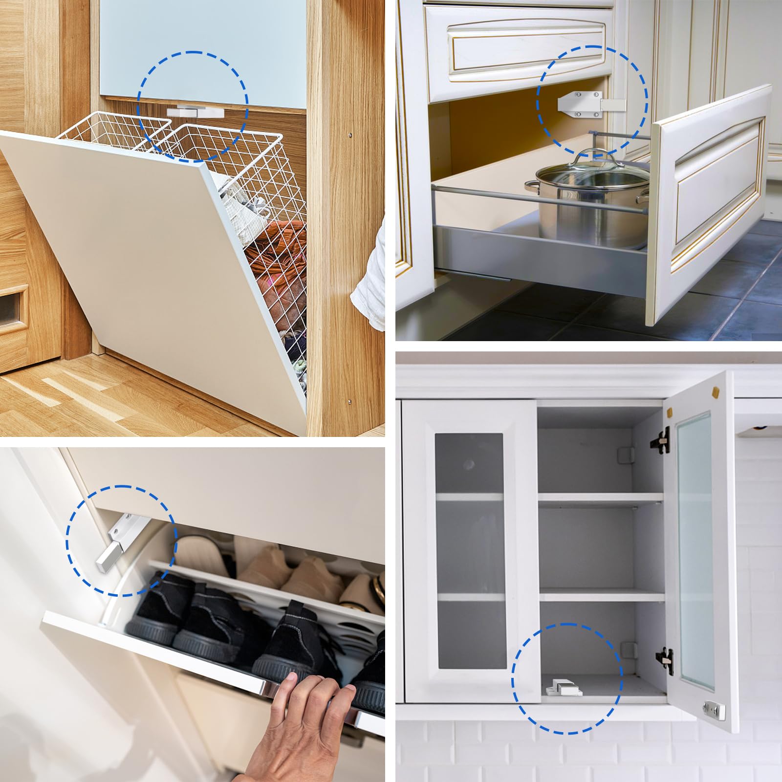 Jiayi Push Release Magnet Latch pack contents with screws for mounting