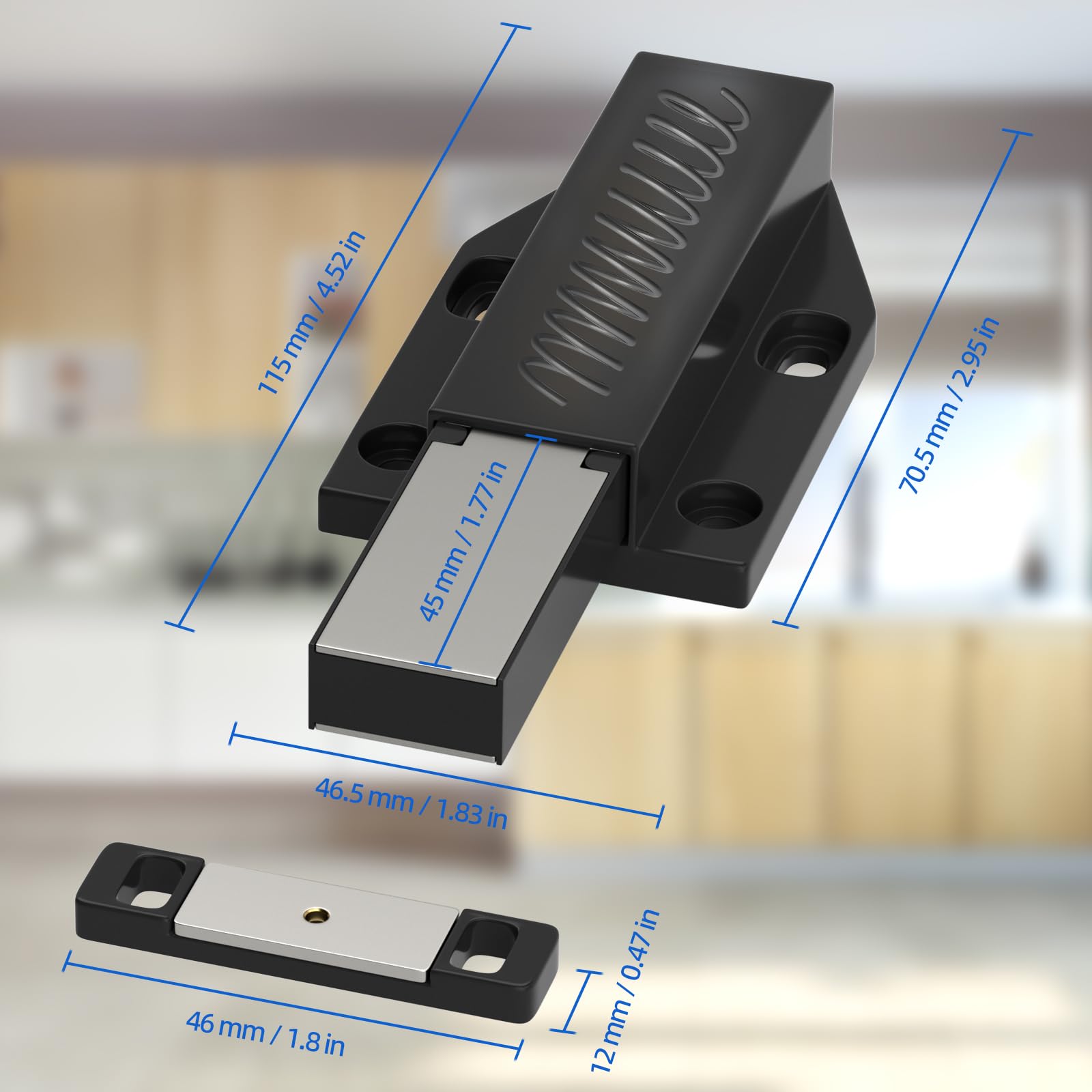 Jiayi push-to-open cabinet catch base illustrates seamless interior organization.