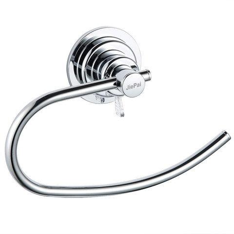 JiePai modern shower towel ring chrome mounted on tile for neat towels.