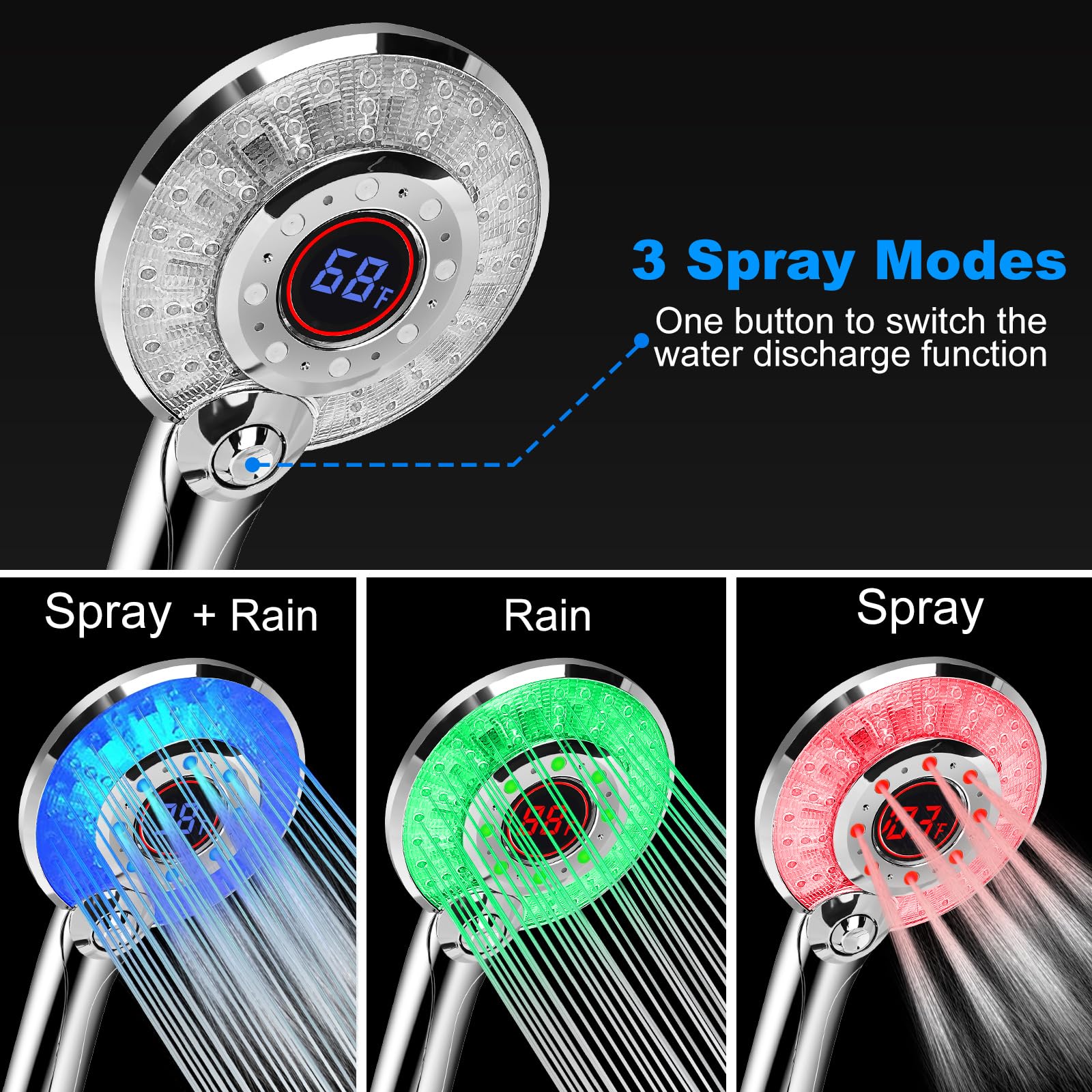 JIEYUMJ handheld shower with hose offers flexible cleaning and control.