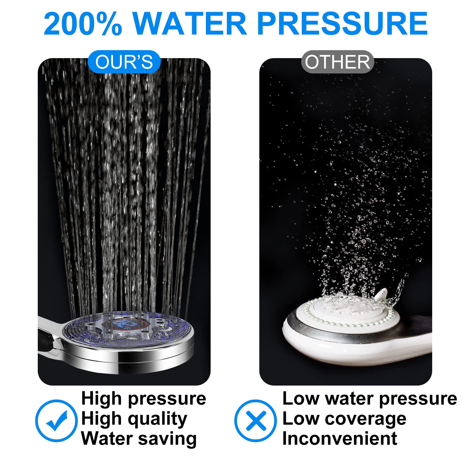 JIEYUMJ LED shower head offers three spa-like modes with ambient lighting.