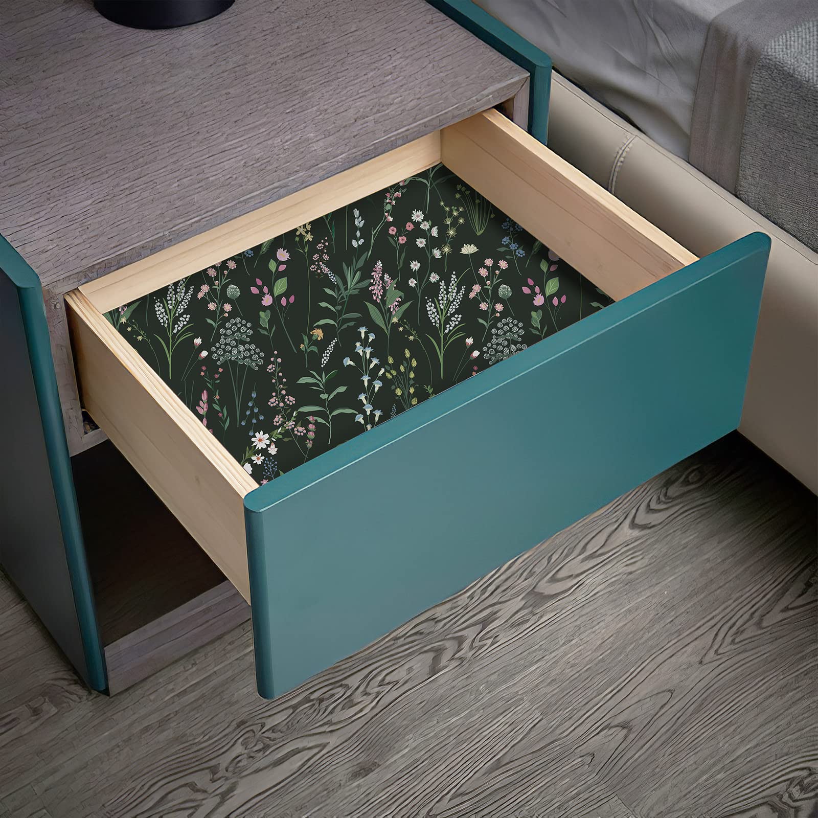 JiffDiff floral wallpaper resists wear, ideal for cabinets, backsplashes, and furniture.