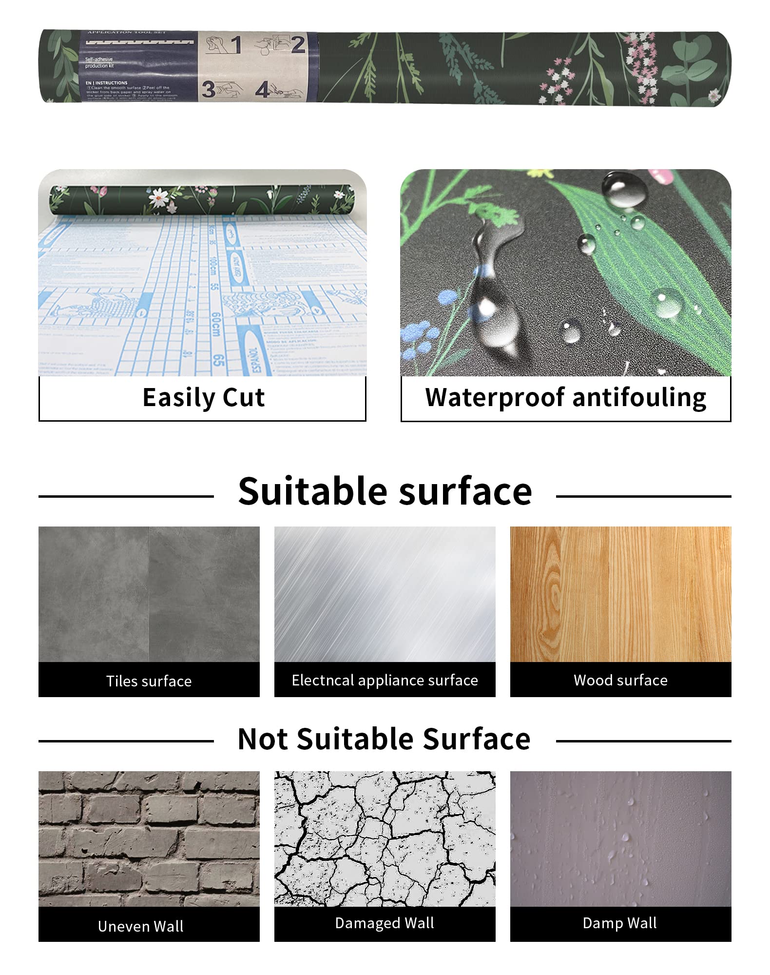 JiffDiff self-adhesive wallpaper easy to peel and re-stick during updates.