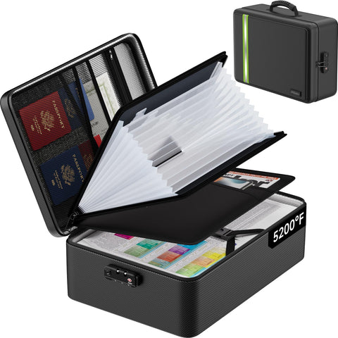 JIHOX fireproof document bag front view with organized sections for easy filing.
