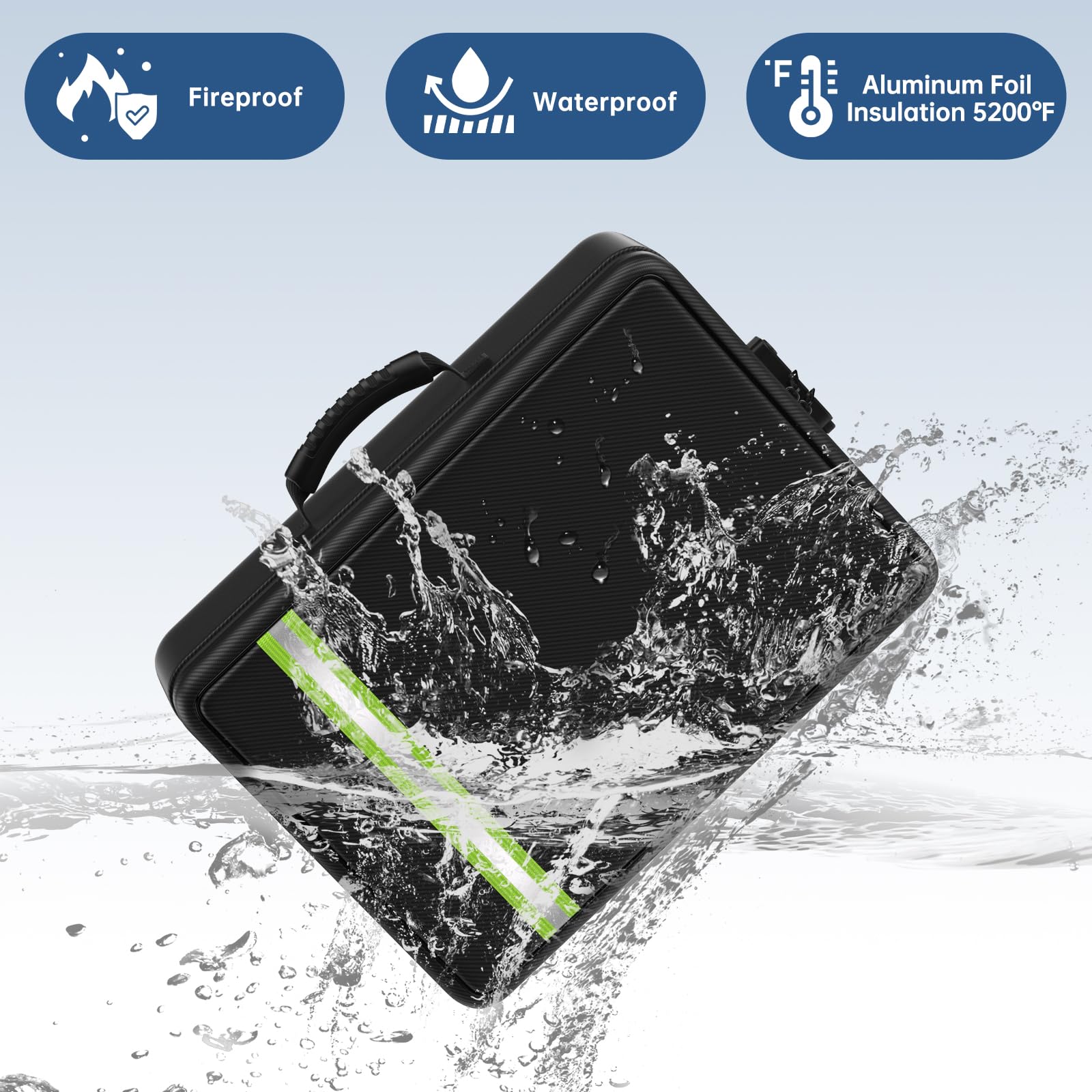 JIHOX fireproof bag open compartment ideal for passports and legal documents.