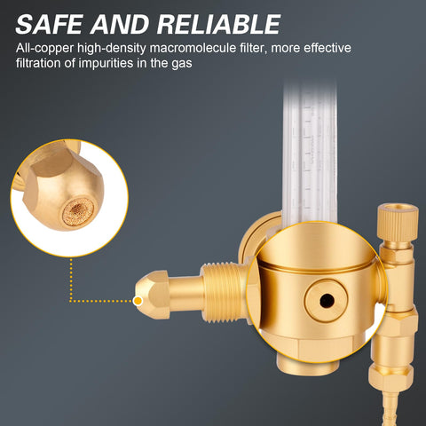 Jiimee flowmeter shows precise readings for controlled argon gas delivery.