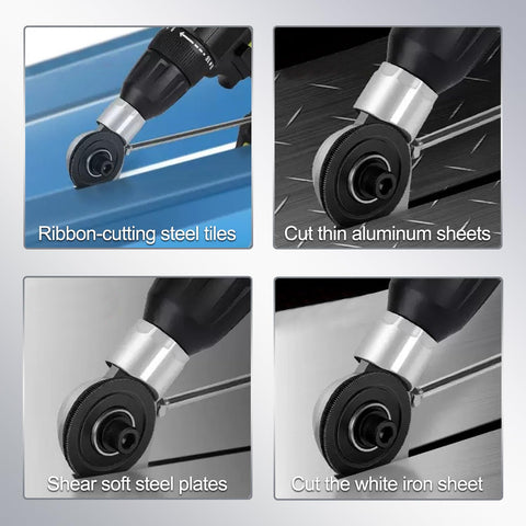 Jikbeed nibbler cutting galvanized tin for durable panels.