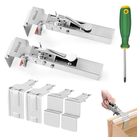 Jikbeed drawer front installation clamp with one-click lock for quick setup.