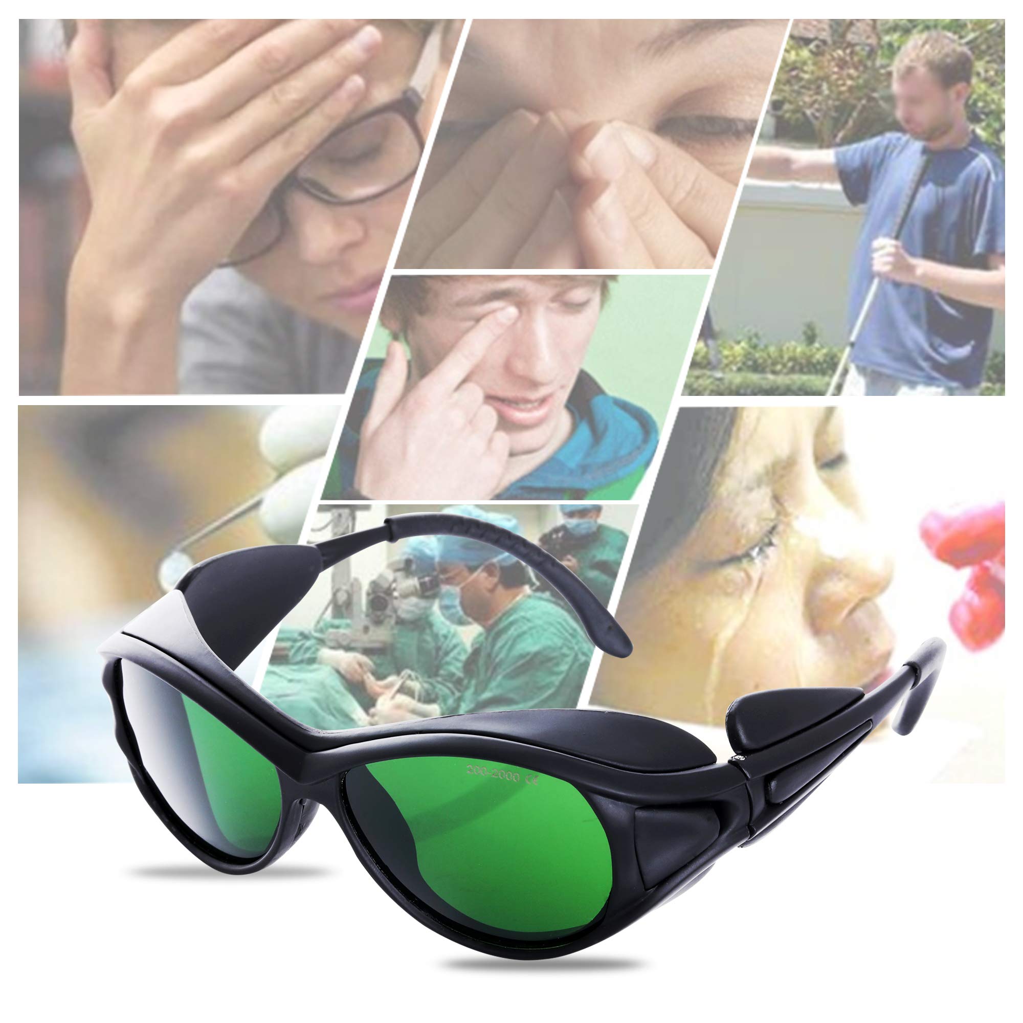 JILERWEAR wide-spectrum safety glasses protect 190–490nm with broad coverage.